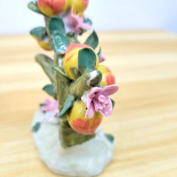Vintage Porcelain Peach & Floral Tree with Geese Figurine Bone China - Picture 15 of 16